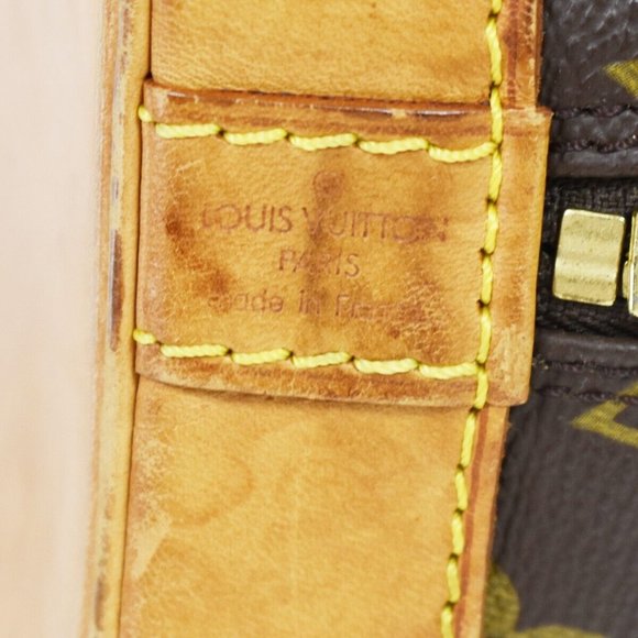 Authentic LOUIS VUITTON LV Logo Alma Hand Bag Monogram Leather Brown France - Picture 4 of 16
